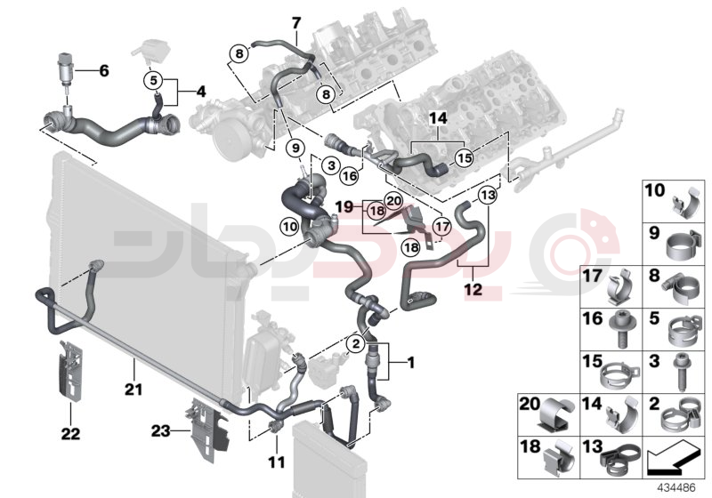 Cooling system coolant hoses 2