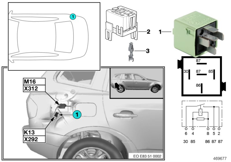 Relay, heated rear window K13 1