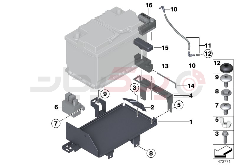 Battery holder and mounting parts 3