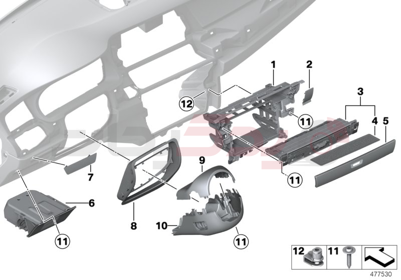 Mounting parts, instrument panel, bottom 1