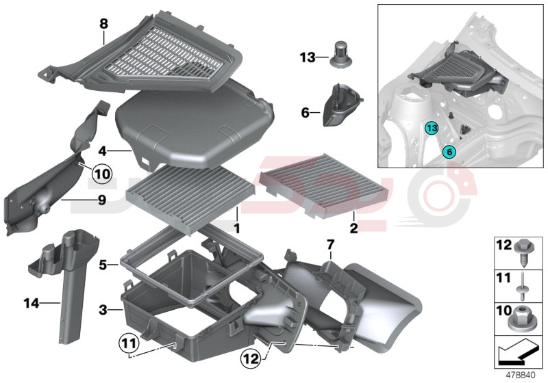 Microfilter/housing parts