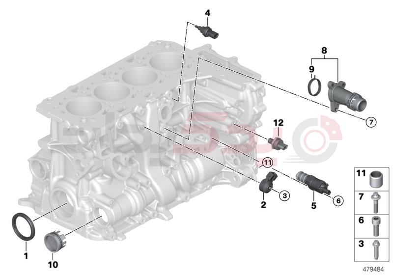 Engine block mounting parts 1