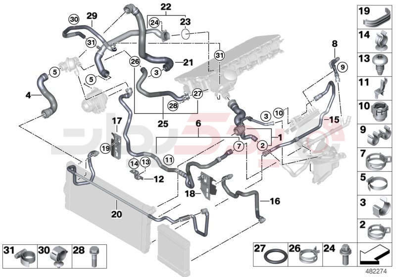 Cooling system coolant hoses 2