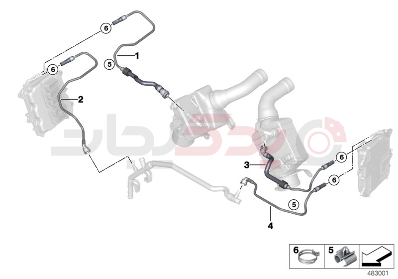 Coolant hoses, control unit