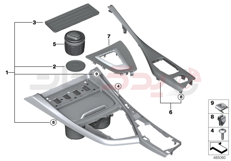 Mounted parts for centre console 1