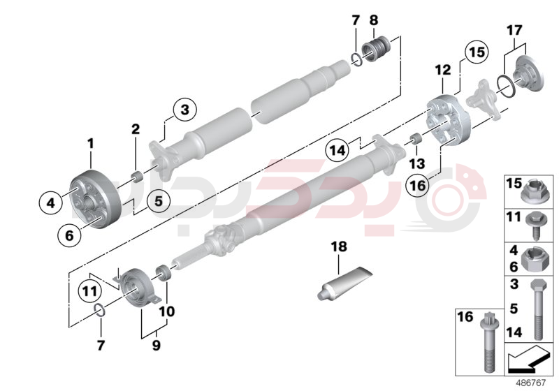 Flexible discs/centre mount/insert nut 2