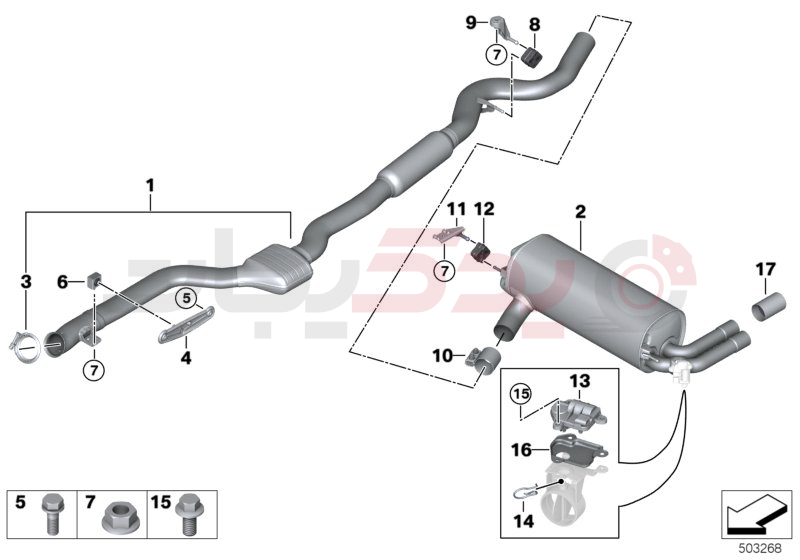 Exhaust system, rear 2