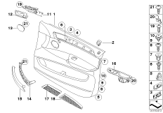 Door trim panel, front 2