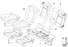 Seat,rear,cushion&cover, through-loading 1