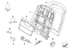 Front seat backrest frame/rear panel 1