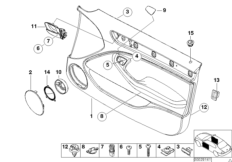 Door trim panel, front 1