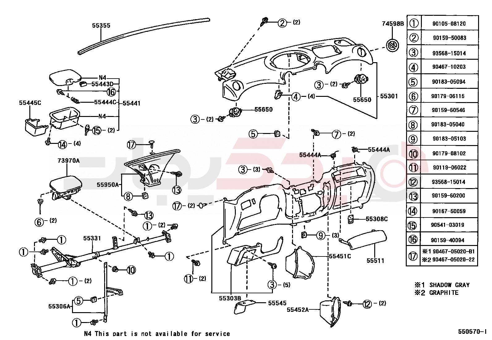 REGISTER ASSY, INSTRUMENT PANEL, NO.1 | 5565052010B0